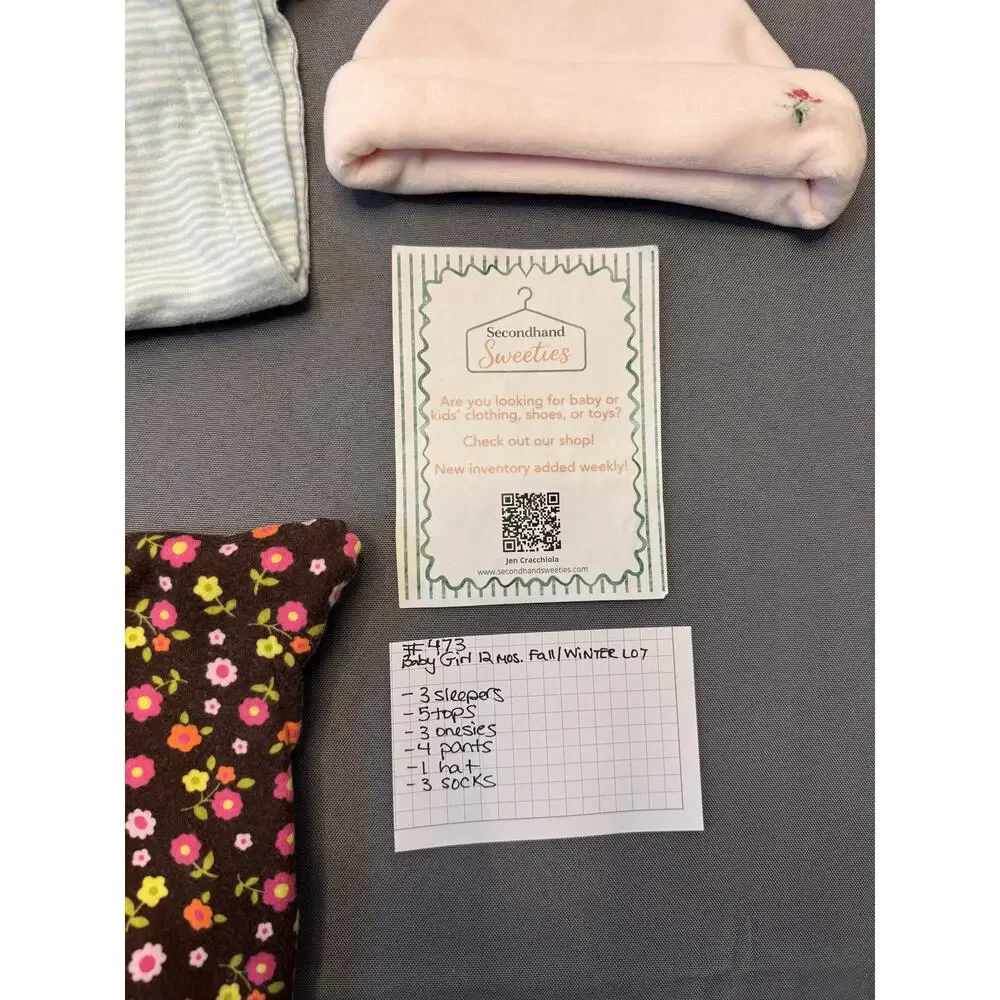 Baby Girl 12M Fall/Winter Clothing Lot – 19 Pieces #473